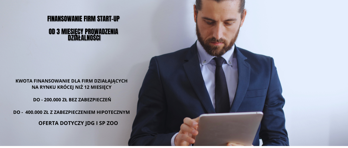 Kredyt dla nowych firm START-UP do 400.000 zł bez dokumentów